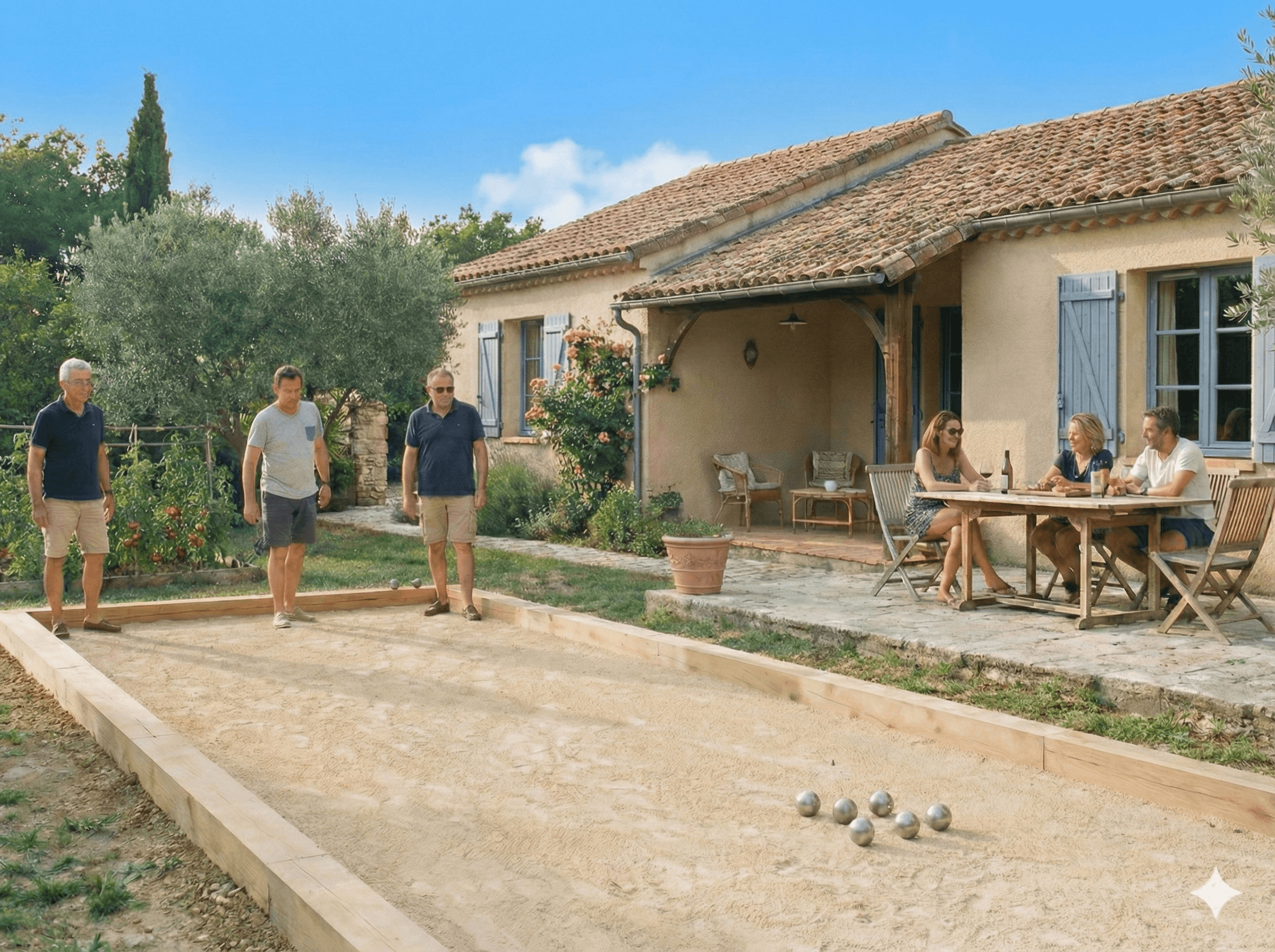 Ambiance conviviale autour d'un terrain de pétanque